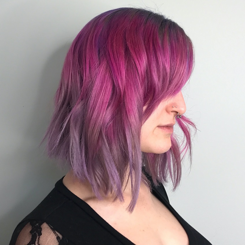 Purple hair color.